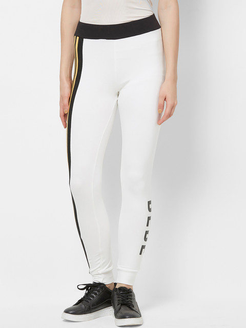 

bebe Women Off White Logo Slim-Fit Laceup Jogger