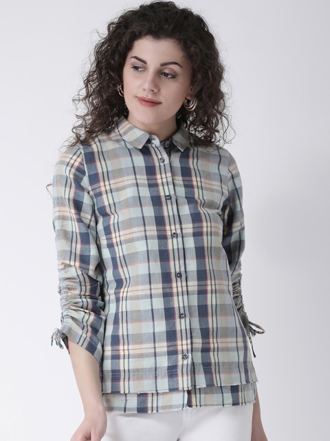 

Leo Sansini Women Blue & Beige Regular Fit Checked Casual Shirt