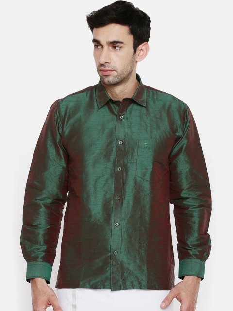 

Chennis Men Green Regular Fit Solid Party Shirt