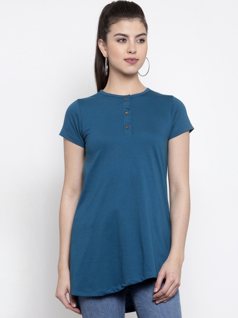 

Kalt Women Blue Solid Henley Neck Tunic