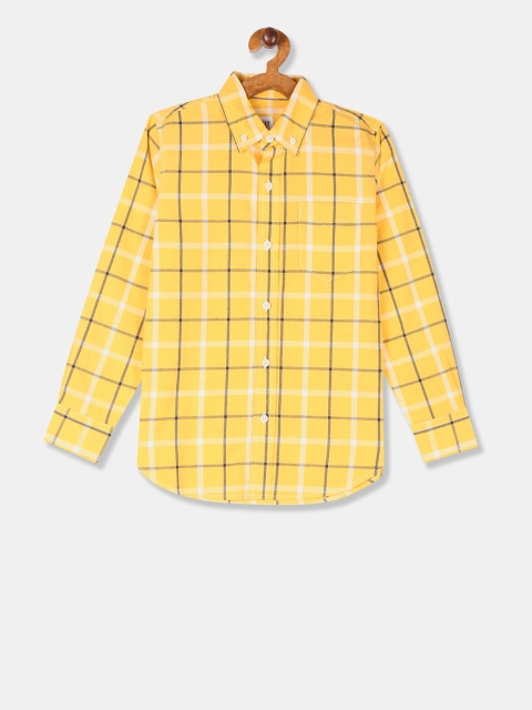 

GAP Boys Yellow & White Regular Fit Checked Casual Shirt