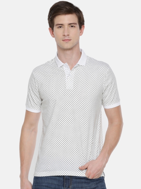 

Chennis Men White & Black Printed Polo Collar T-shirt