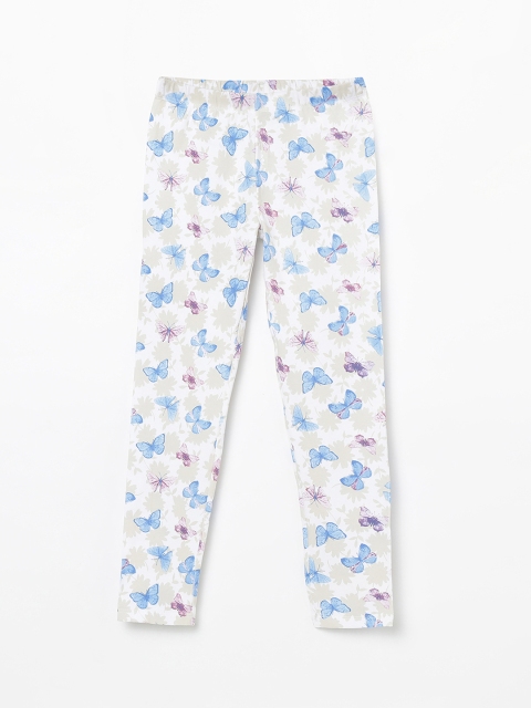 

Fame Forever by Lifestyle Girls White & Blue Printed Ankle-Length Leggings