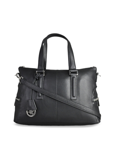 

ILEX Black Solid Leather Handheld Bag