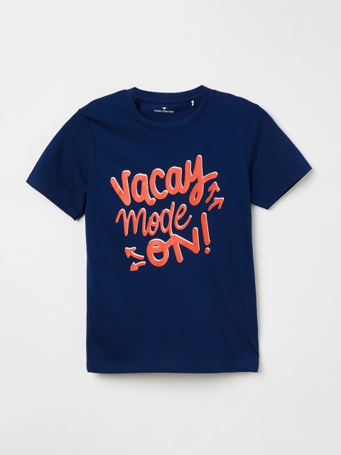 

Fame Forever by Lifestyle Boys Navy Blue Printed Round Neck T-shirt