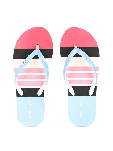 

United Colors of Benetton Women Blue Printed Thong Flip-Flops