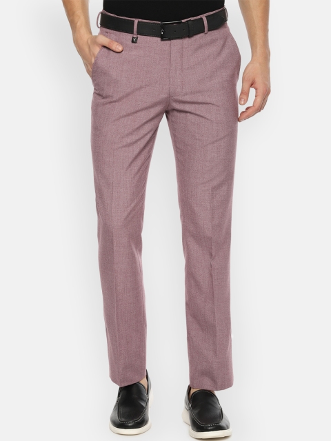 

V Dot Men Pink & Grey Skinny Fit Self Design Regular Trousers