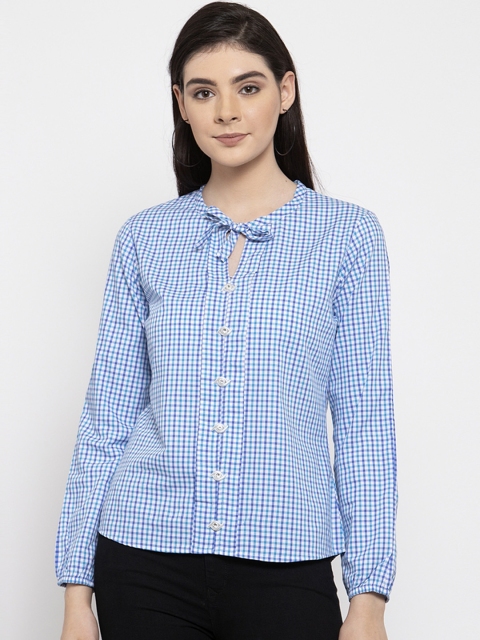 

armure Women Blue & White Checked Top