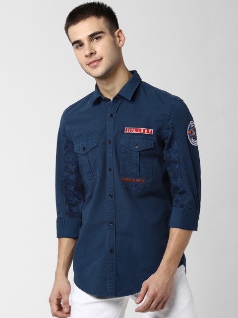 

Peter England Casuals Men Navy Blue Slim Fit Printed Casual Shirt