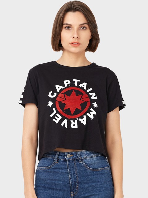 

Free Authority Women Black Marvel Printed T-shirt