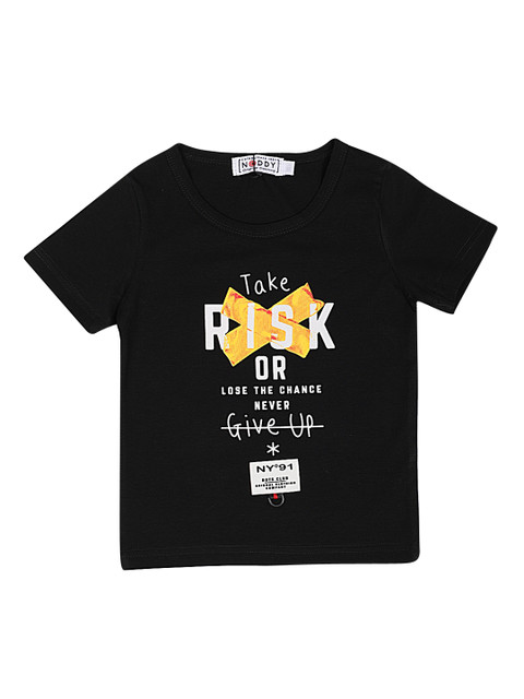 

Noddy Boys Black Printed Round Neck T-shirt