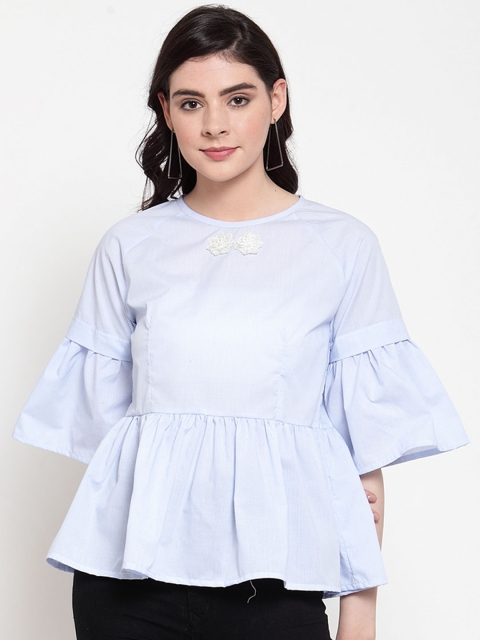 

armure Women Blue Solid Peplum Top