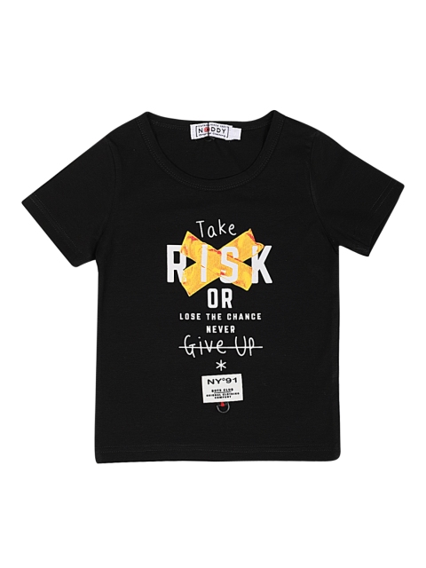 

Noddy Boys Black Printed Round Neck T-shirt