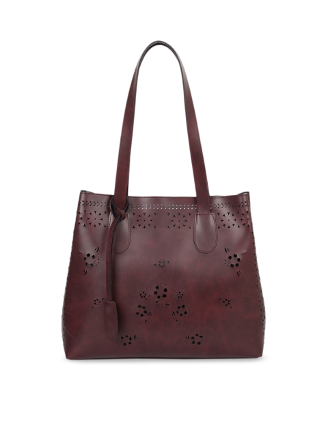

yelloe Maroon Textured Shoulder Bag