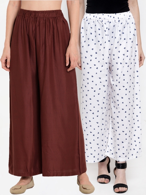 

TAG 7 Women Pack of 2 Wide Leg Palazzos, White