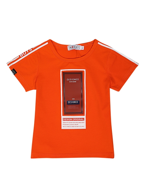 

Noddy Boys Orange Printed Round Neck T-shirt