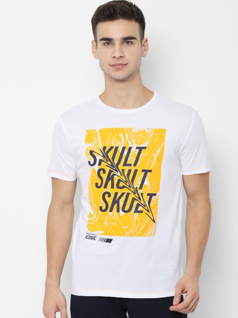 

SKULT by Shahid Kapoor Men White & Yellow Printed Round Neck T-shirt