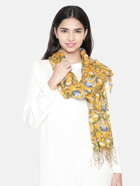 

Linen Club Women Yellow & Blue Printed Stole