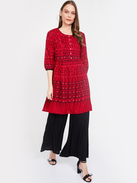

Colour Me by Melange Women Maroon & Black Printed Tunic