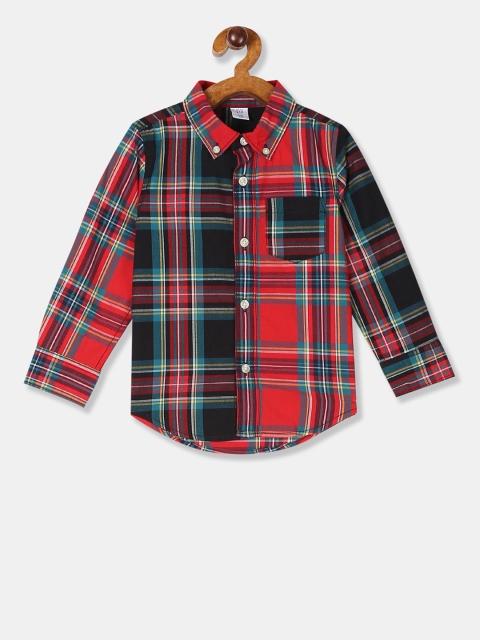 

GAP Boys Red & Black Regular Fit Checked Casual Shirt