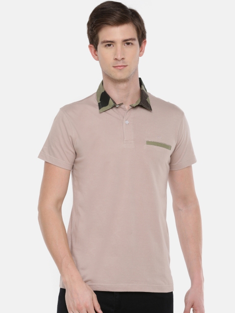 

Chennis Men Taupe Printed Polo Collar T-shirt