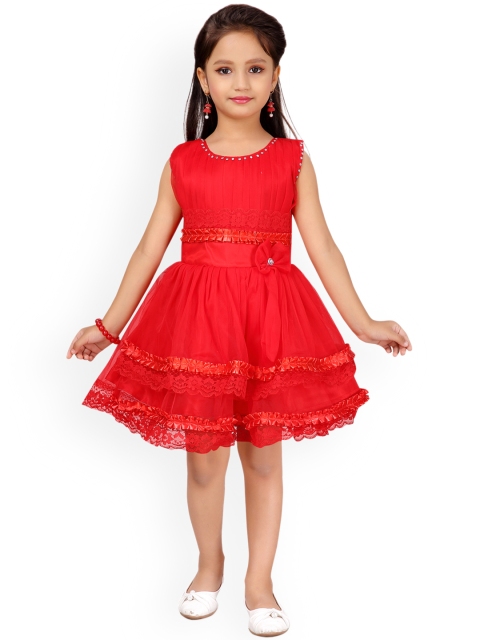 

Aarika Girls Red Embellished Fit and Flare Dress