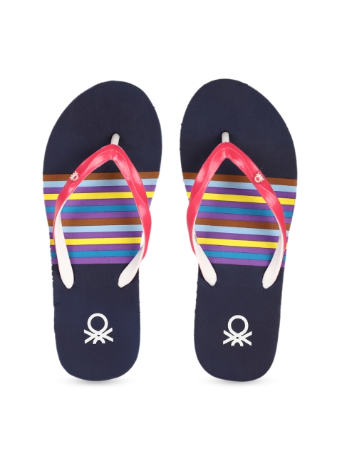 

United Colors of Benetton Women Navy Blue Printed Thong Flip-Flops