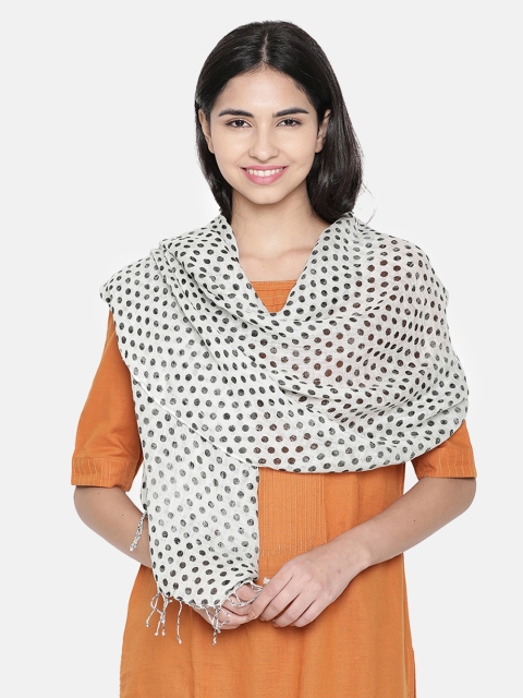 

Linen Club Women Black & Off-White Linen Printed Stole