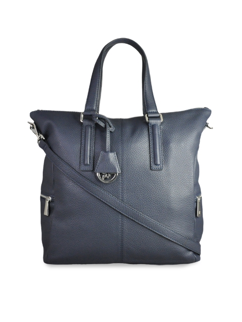 

ILEX Navy Blue Solid Leather Handheld Bag