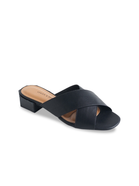 

LEMON & PEPPER Women Black Solid Block Heels
