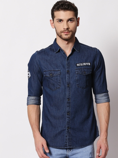 

SPYKAR Men Blue Slim Fit Solid Casual Shirt