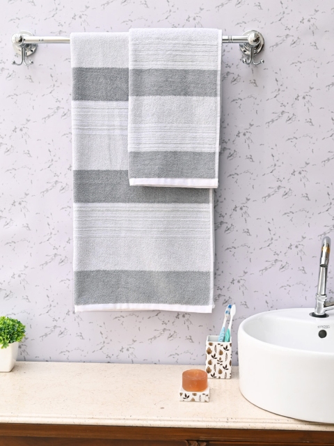 

Avira Home Unisex Blue & Grey Striped Towel Set