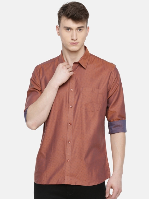 JDC Men Brown & Grey Slim Fit Printed Casual Shirt