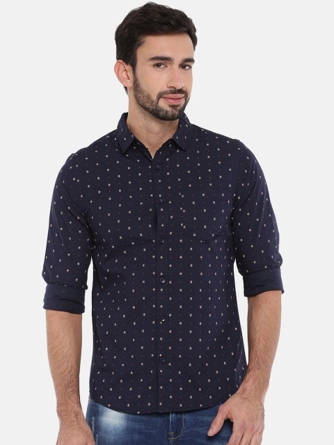 

Chennis Men Navy Blue Slim Fit Printed Casual Shirt