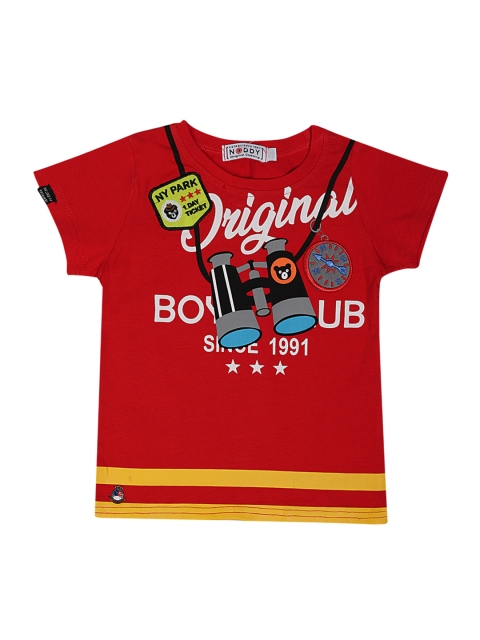 

Noddy Boys Red Printed Round Neck T-shirt