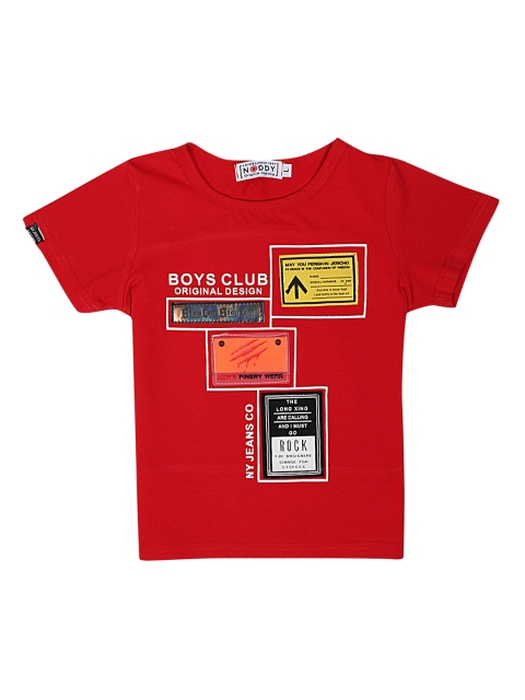 

Noddy Boys Red Printed Round Neck T-shirt
