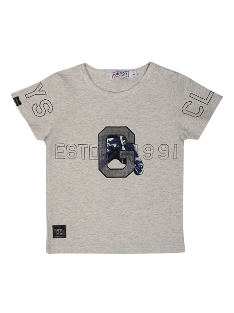 

Noddy Boys Grey Melange Printed Round Neck T-shirt
