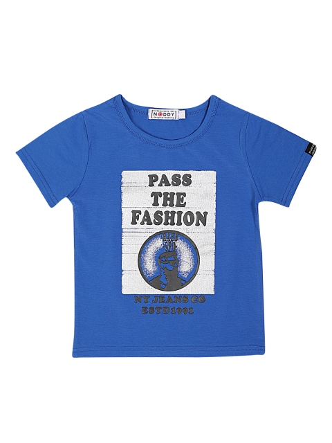 

Noddy Boys Blue & Off-White Printed Round Neck T-shirt