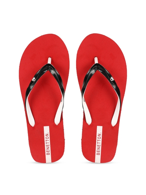 

United Colors of Benetton Women Black & Red Solid Thong Flip-Flops
