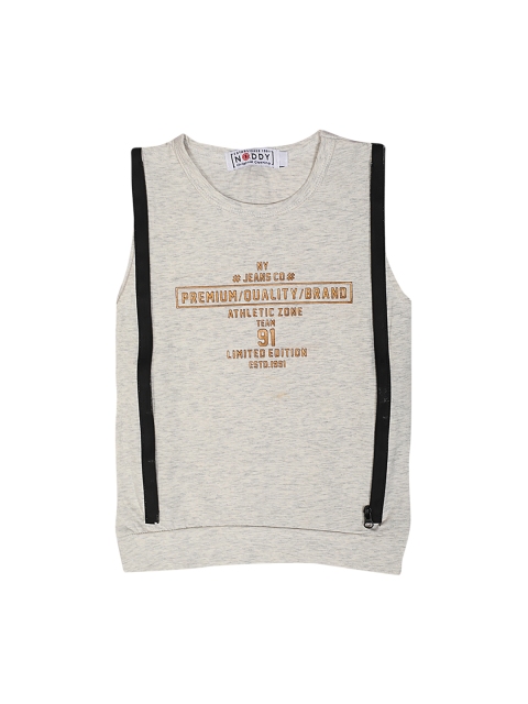 

Noddy Boys Grey Melange Printed Round Neck T-shirt