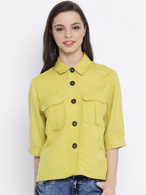 

Oxolloxo Women Yellow Regular Fit Solid Casual Shirt