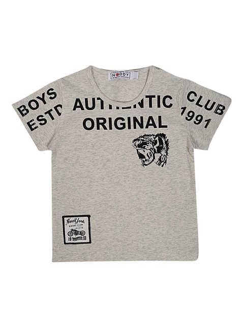 

Noddy Boys Grey Melange Printed Round Neck T-shirt
