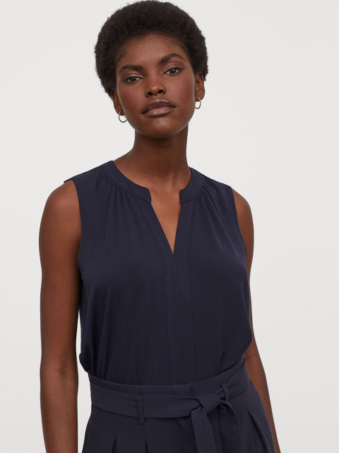 

H&M Women Blue V-Neck Jersey Top