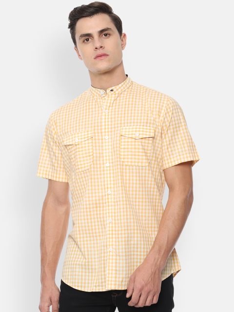 

Van Heusen Sport Men Yellow & Off-White Slim Fit Checked Casual Shirt