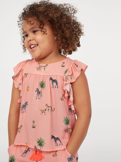 

H&M Girls Orange Patterned Top