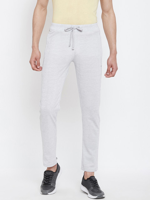 

Okane Men Grey Melange Self-Design Slim-Fit Track Pants