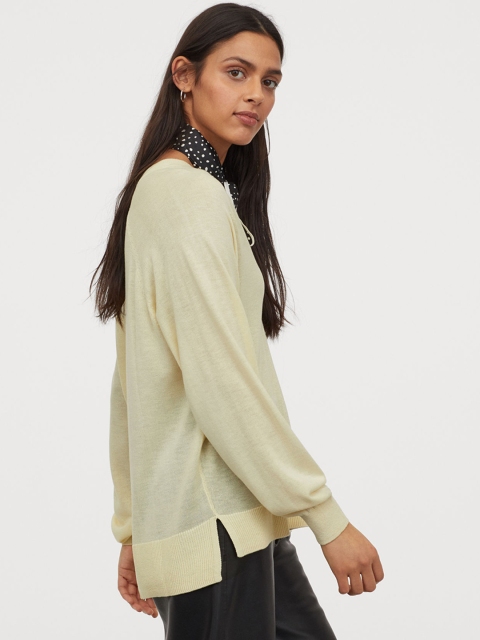 H&M Women Yellow V-neck jumper