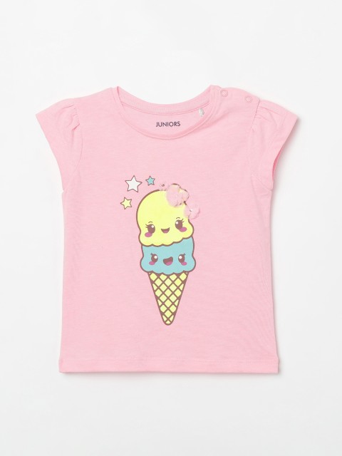 

Juniors by Lifestyle Girls Pink Printed Round Neck T-shirt