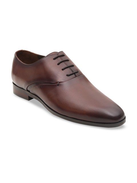 

ROSSO BRUNELLO Men Brown Solid Leather Formal Oxfords