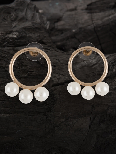 

E2O White Gold-Plated & Beaded Circular Drop Earrings